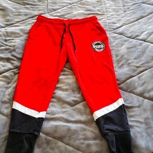 PINK sweatpants Medium red black and white